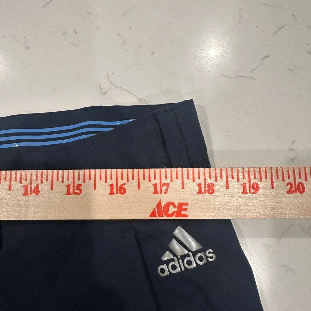 Adidas Mens Golf Pants Navy Blue Flat Front Performance Trousers 36x30